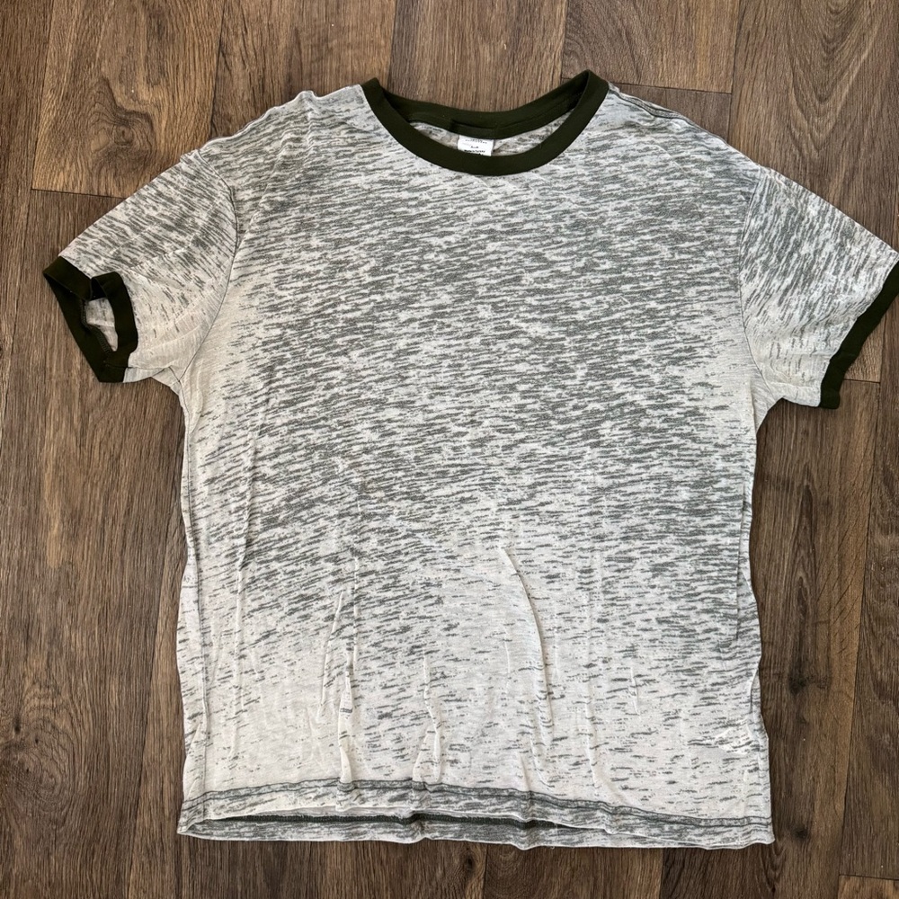 Urban Outfitters Olive and White Ringer Tee - Grunge